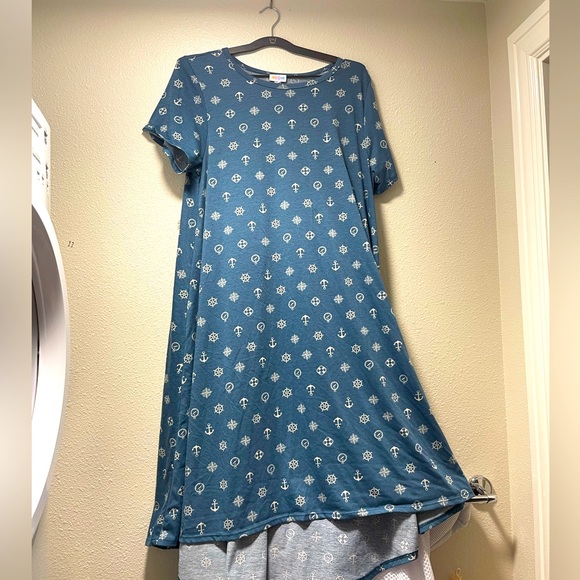 Lularoe Carly Dress Nautical Anchors XL - Picture 1 of 5